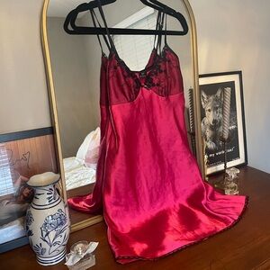 Vintage Apt. 9 Red and Black Lace Satin Slip Dress